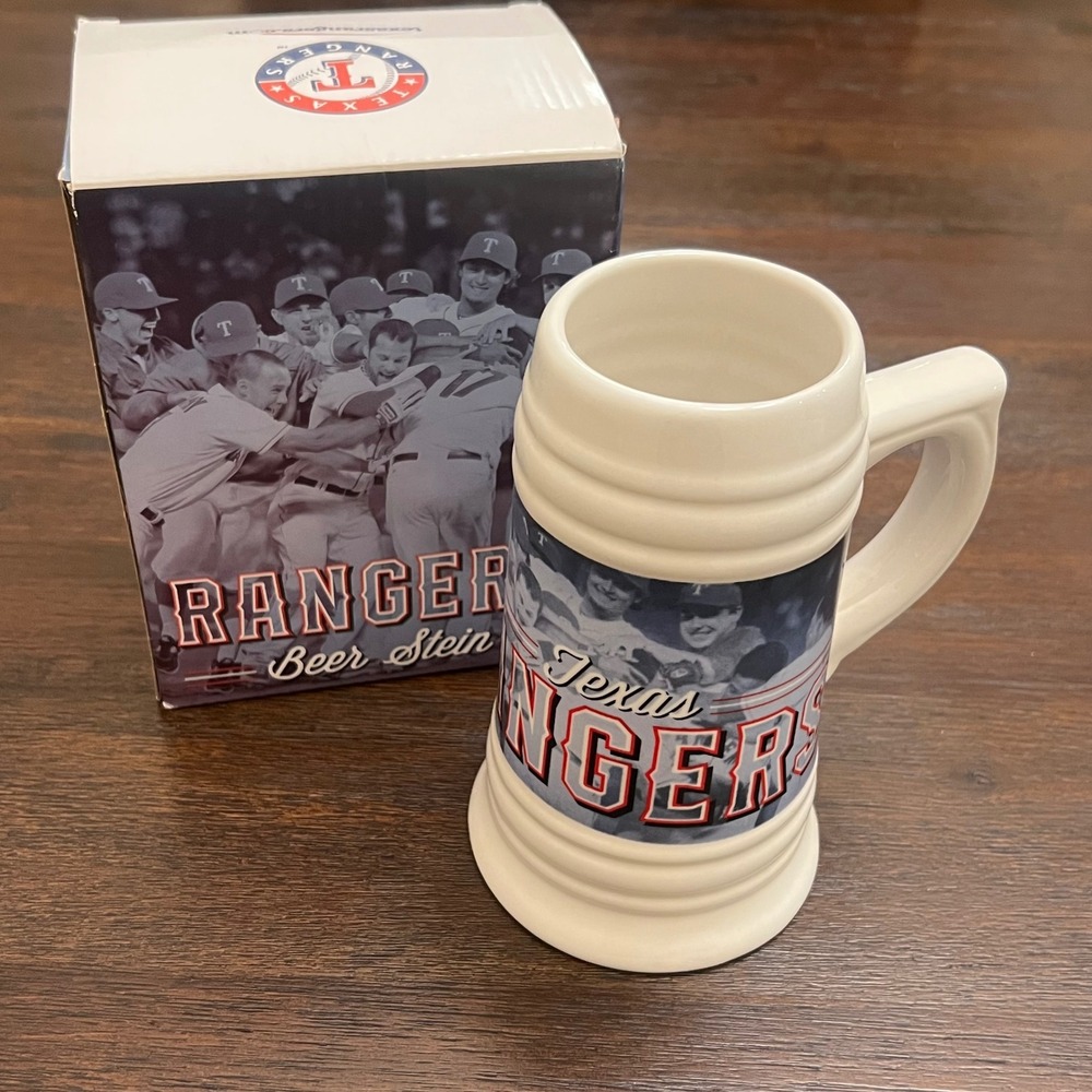 NEW Texas Rangers MLB Beer‎ Stein Ceramic Mug Sweet Baby Rays Collectible